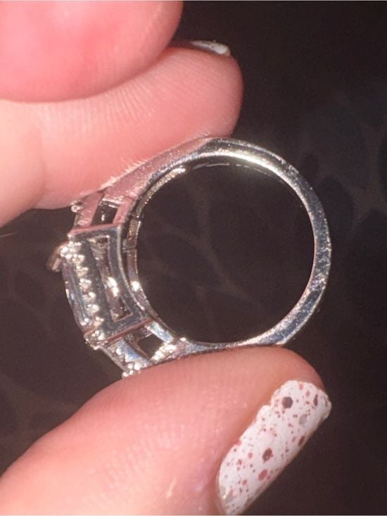 Silver Cushion-Cut Halo Engagement Ring in White Size 7 7