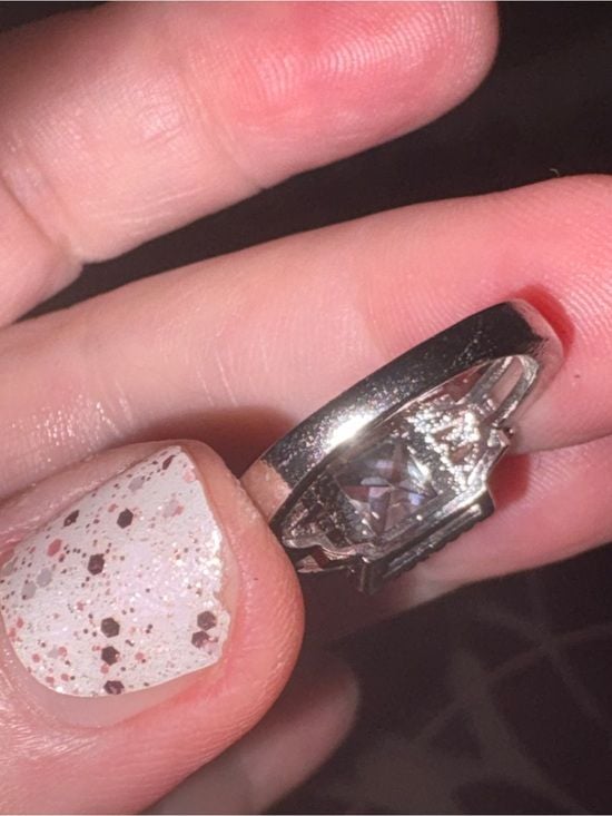 Silver Cushion-Cut Halo Engagement Ring in White Size 7 8