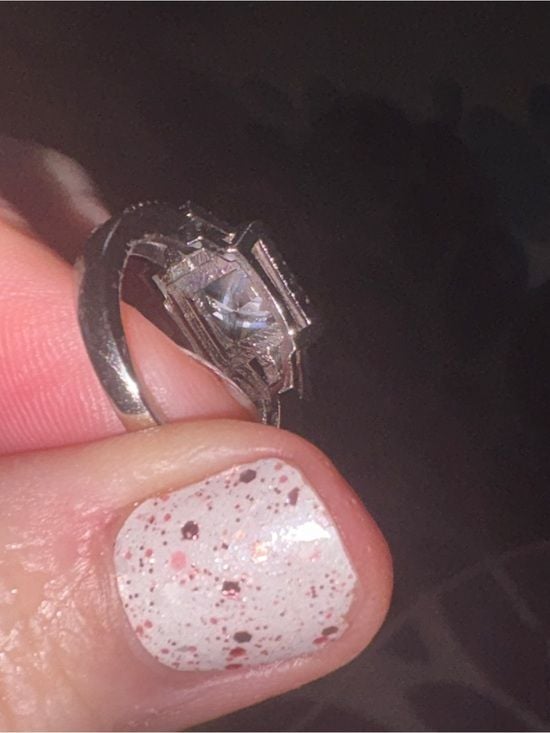 Silver Cushion-Cut Halo Engagement Ring in White Size 7 9