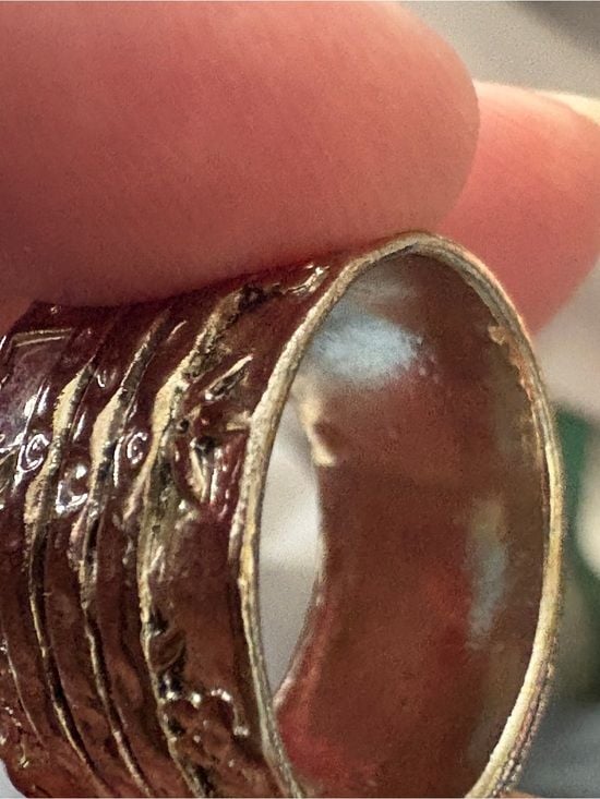 Hammered Silver Texture Bee Statement Ring size 8 5