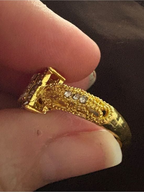Vintage Gold Plated over Sterling Silver Crystal Square Cluster Ring Size 9 5