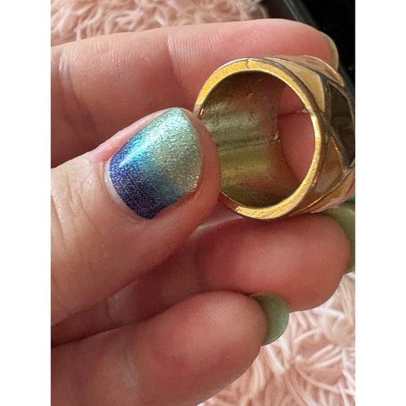 Arcana Jewelry Terra Geometrica Band — Size 7 Hand-Enameled Brass Mosaic Ring 6