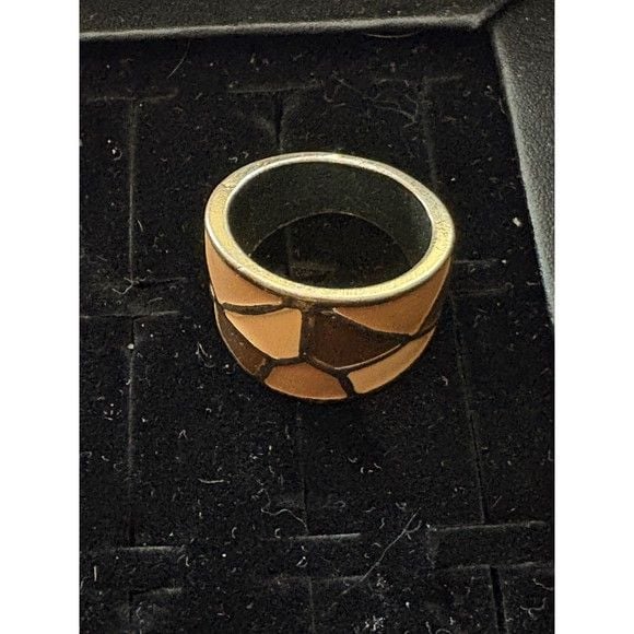 Arcana Jewelry Terra Geometrica Band — Size 7 Hand-Enameled Brass Mosaic Ring 7