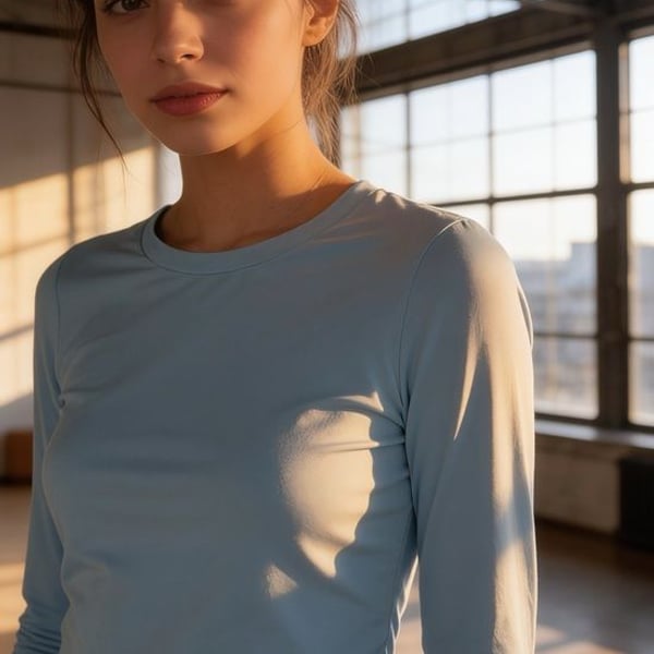 Light Blue Long Sleeve Athetic Crop Top