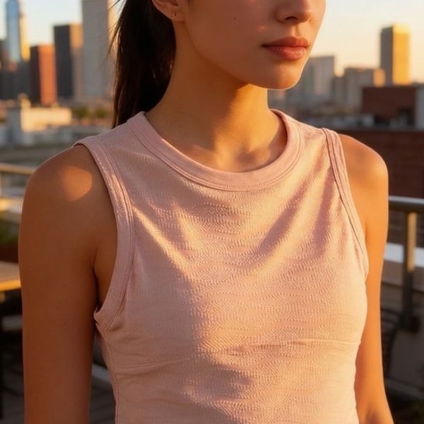 BEARPAW Outdoors Pink Textured Crop Tank Top Built-In Bra Size