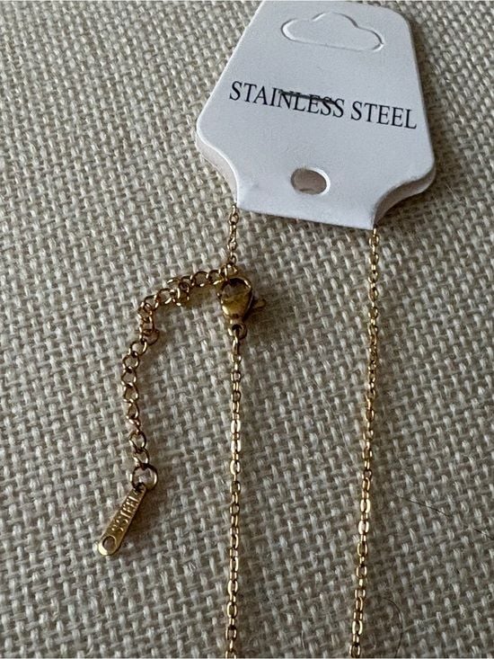 Gold-Tone Red Cameo Pendant Necklace - Stainless Steel NWT 7