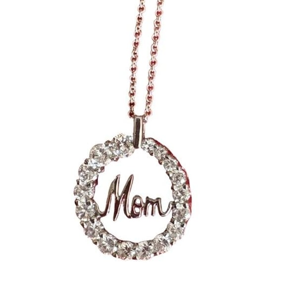 Sterling Silver 'Mom' Crystal Circle Pendant Necklace & Earring set NIB