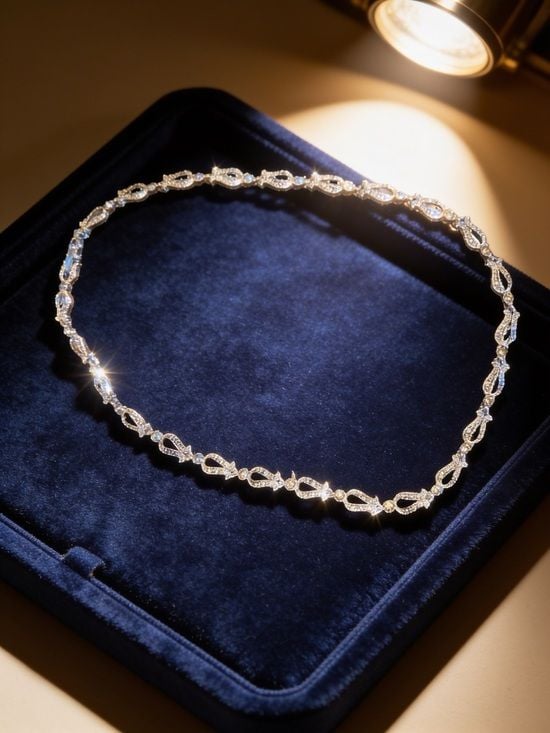 Vintage Monet Gold-Tone Crystal Link Necklace - 14” EUC 3