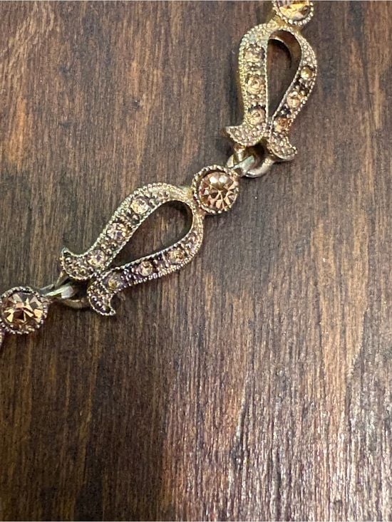 Vintage Monet Gold-Tone Crystal Link Necklace - 14” EUC 5