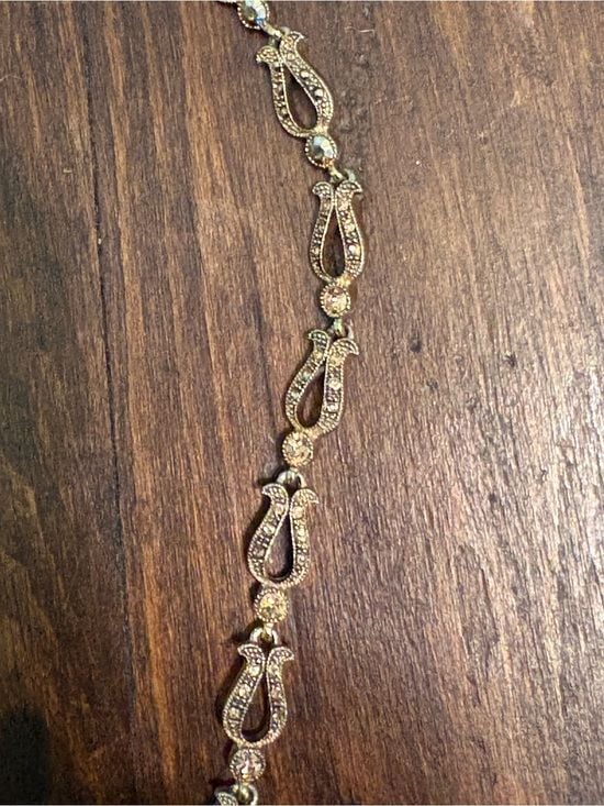 Vintage Monet Gold-Tone Crystal Link Necklace - 14” EUC 6
