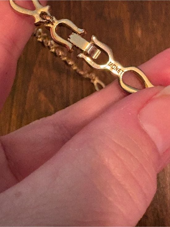 Vintage Monet Gold-Tone Crystal Link Necklace - 14” EUC 8