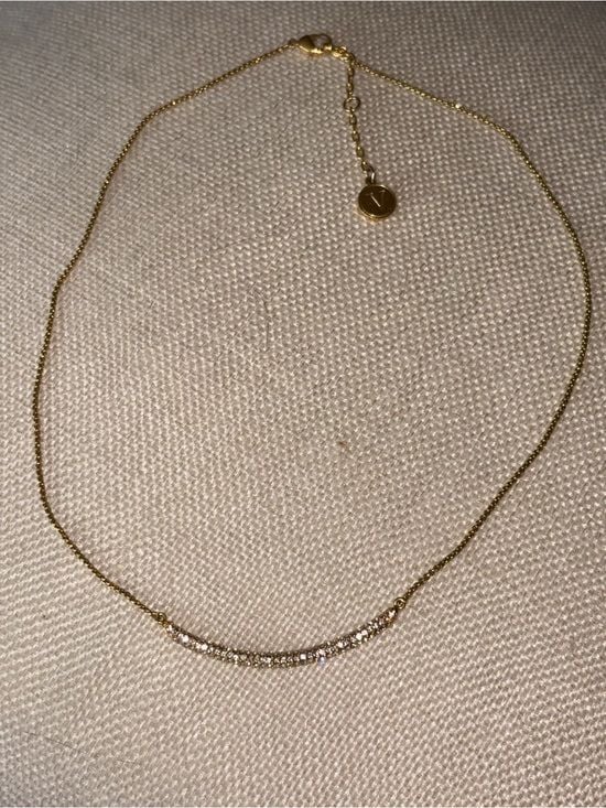 Veronese Delicate Gold Pavé Bar Necklace - Sparkling CZ Accent 4