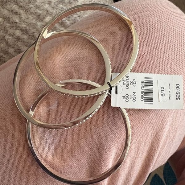 Express Silver Tone Women’s Bangle Bracelet Set - 3 Pack NWT