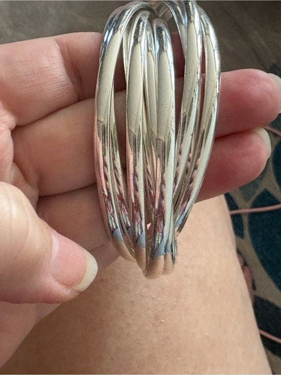 Elegant Multi-Band Silver Tone Bangle Bracelet NWOT 5