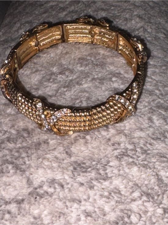 Two Tone Elegant Gold-Tone Braided Crystal Accent Bracelet Hugs 4