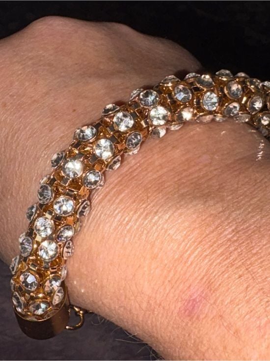 Kendra Phillip Gold & Crystal Tennis Bracelet Signed 2