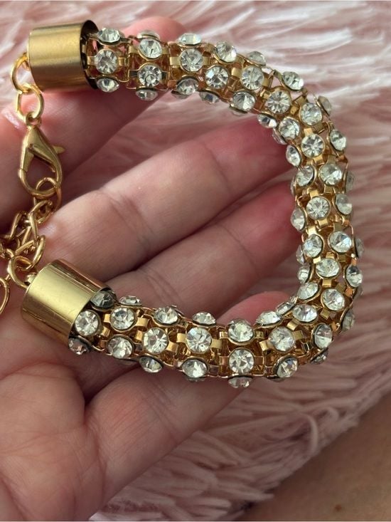 Kendra Phillip Gold & Crystal Tennis Bracelet Signed 3