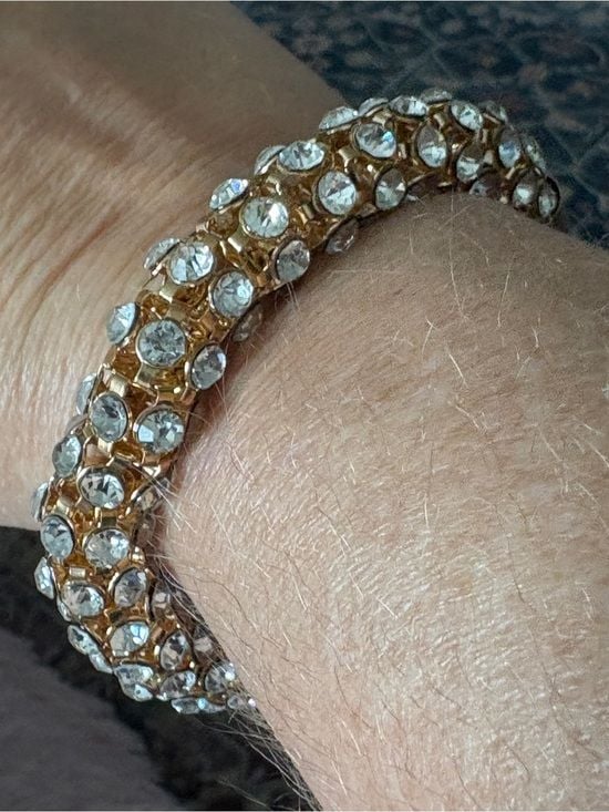 Kendra Phillip Gold & Crystal Tennis Bracelet Signed 5