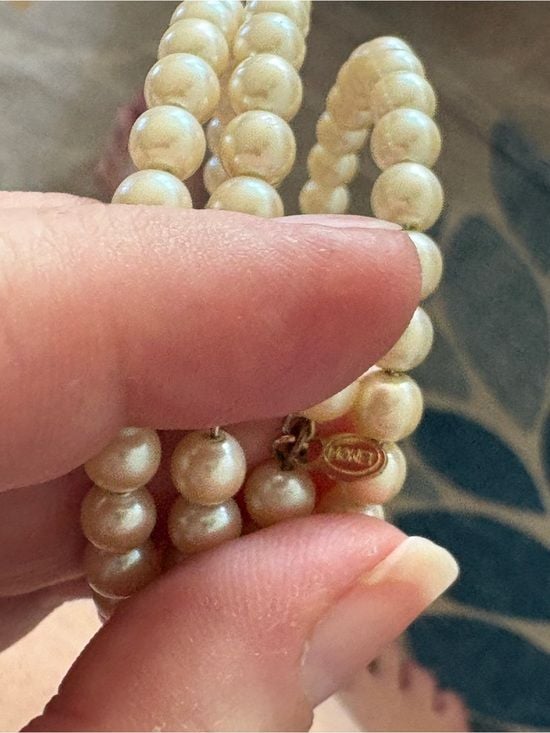 Vintage Monet Classic Cream Pearl Beaded Wrap Bracelet Signed 4