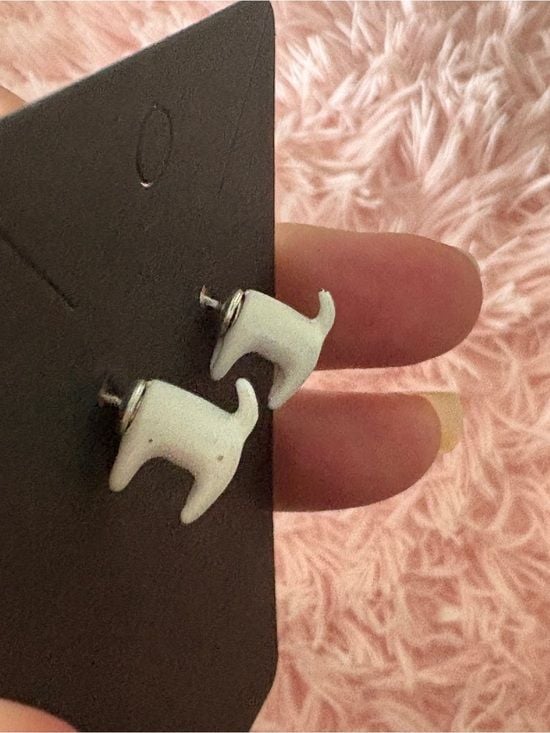 Cute White Cat Unicorn Stud Earrings with Full Body Posts 3