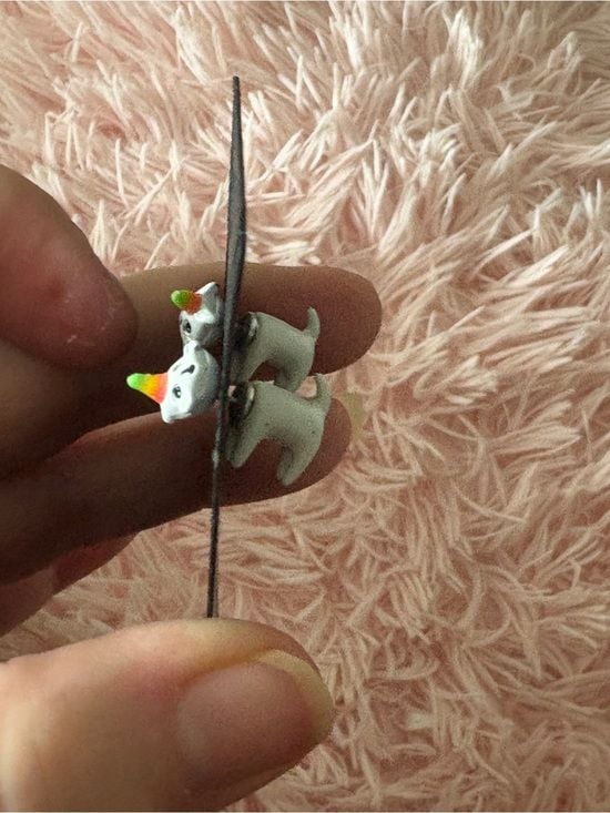 Cute White Cat Unicorn Stud Earrings with Full Body Posts 5