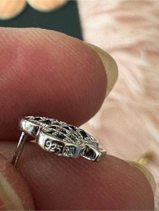Sterling Silver Black Clover Stud Earrings - Stamped NWOT 8