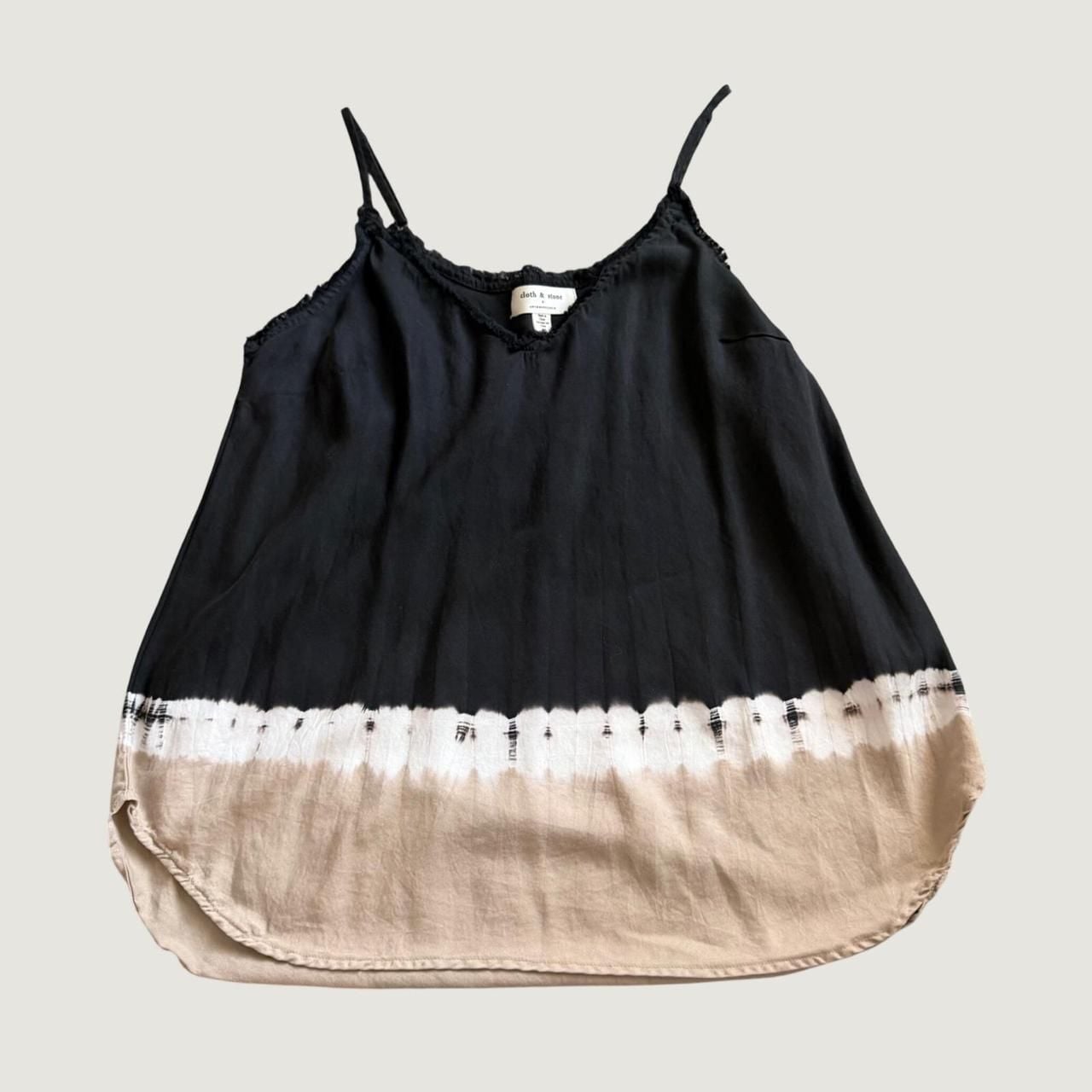 Cloth & Stone Anthropologie Tie Dye Dip Dye Cami Tank Top Medium Black Tan 2