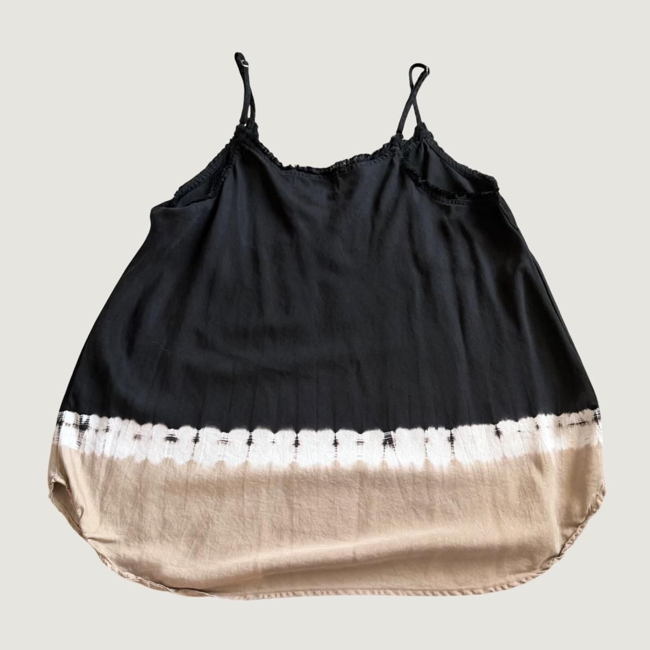 Cloth & Stone Anthropologie Tie Dye Dip Dye Cami Tank Top Medium Black Tan 3
