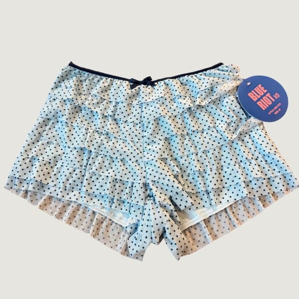 Blue Riot Polka Dot Ruffle Pajama Shorts Medium