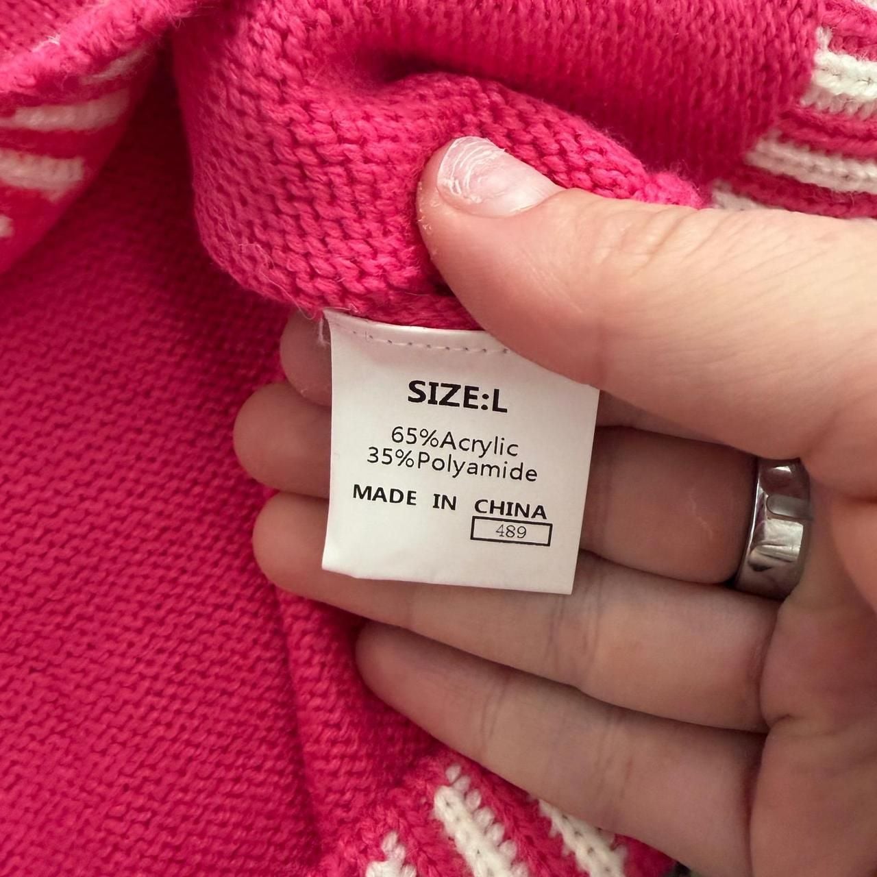 Dokotoo Contrast Stripe Crewneck Sweater Pink 8