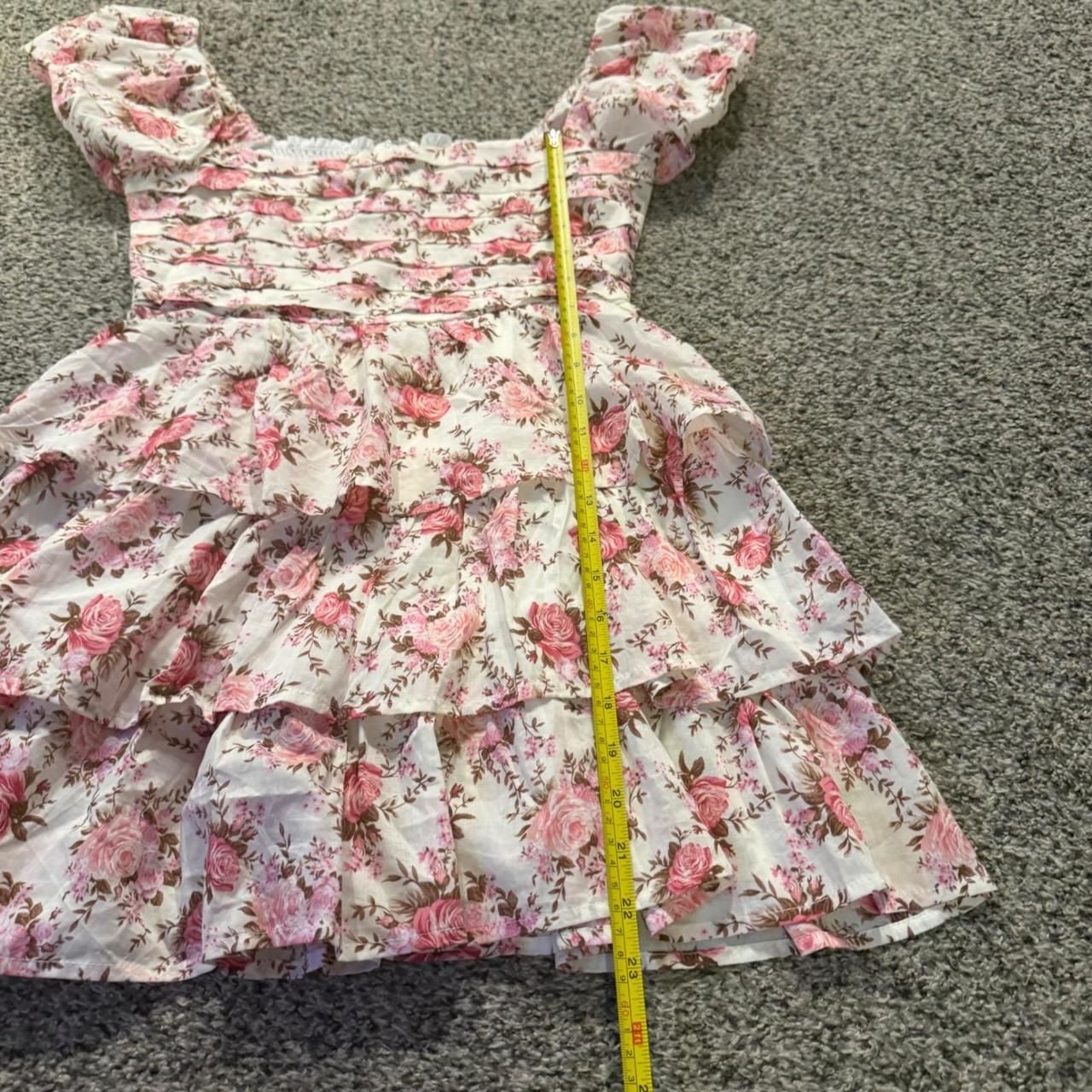 Altar'd State Floral Tiered Mini Dress XS Pink Cottagecore Puff Sleeve 6