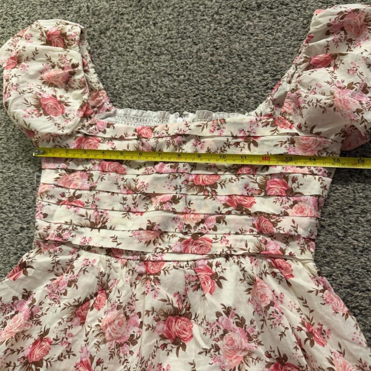 Altar'd State Floral Tiered Mini Dress XS Pink Cottagecore Puff Sleeve 8