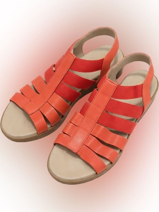 Munro Orange/Red Strappy Slingback Sandals 2