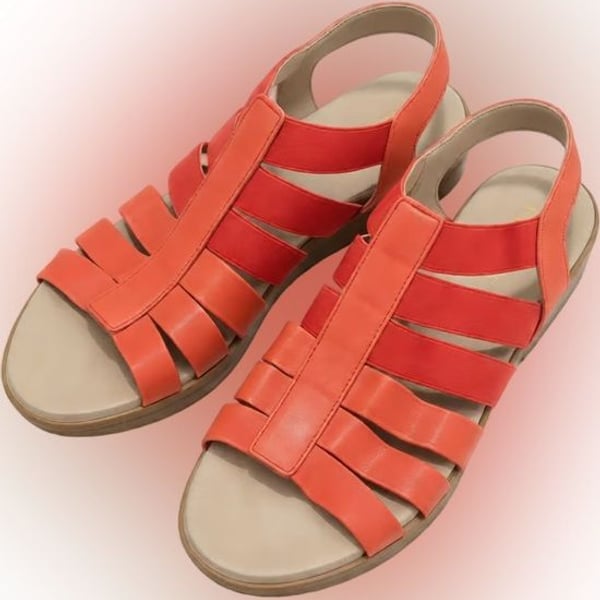 Munro Orange/Red Strappy Slingback Sandals