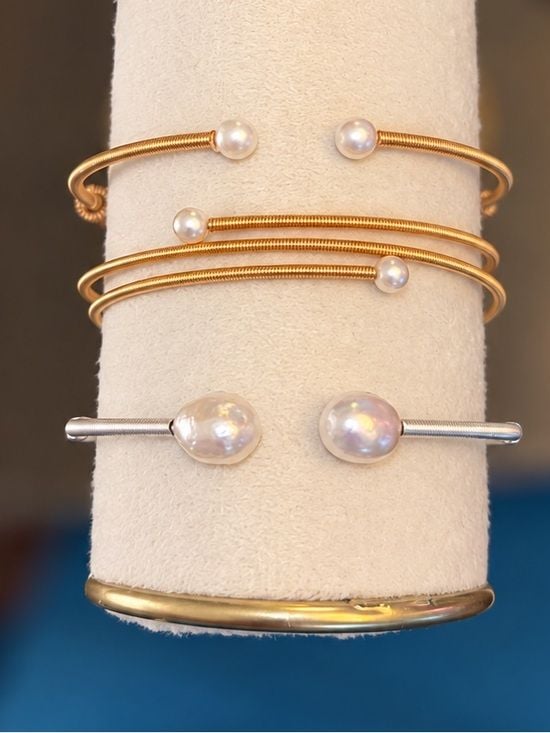 PICK 1 • Freshwater Pearl Wire Bangle • Hand-Wired Nickel Free Hypoallergenic 3