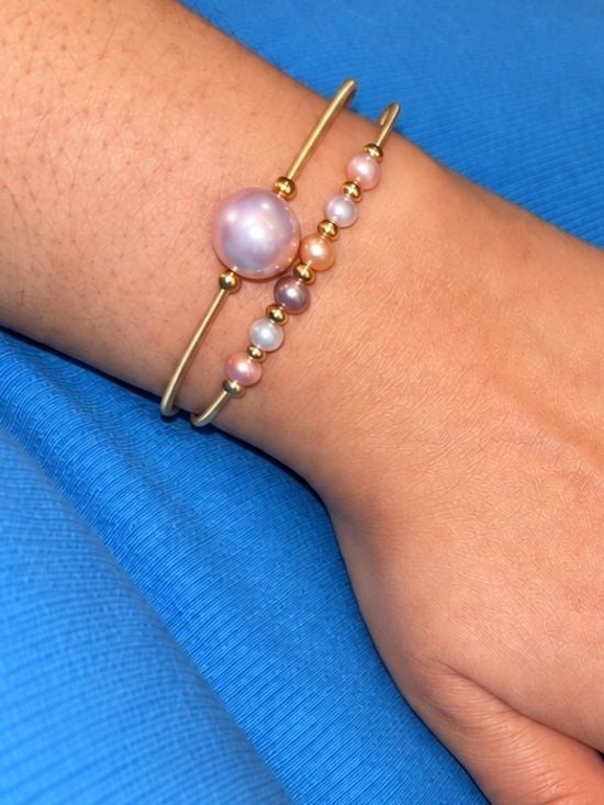 PICK 1 • Freshwater Pearl Wire Bangle • Hand-Wired Nickel Free Hypoallergenic 6