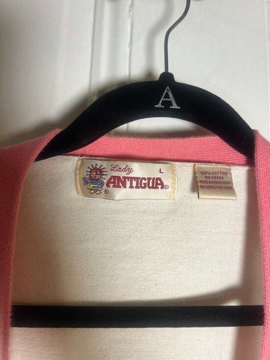 Vintage Lady Antigua Cress Creek Country Club Cardigan Pink Striped Size L 3
