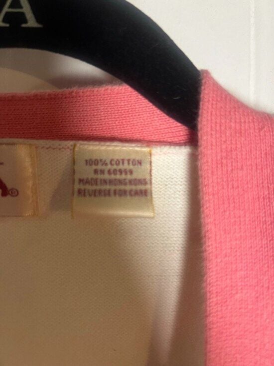 Vintage Lady Antigua Cress Creek Country Club Cardigan Pink Striped Size L 4