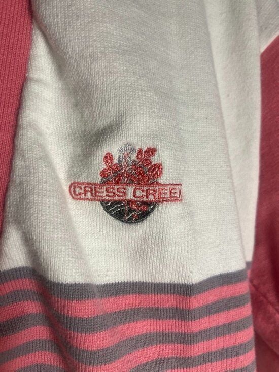 Vintage Lady Antigua Cress Creek Country Club Cardigan Pink Striped Size L 5