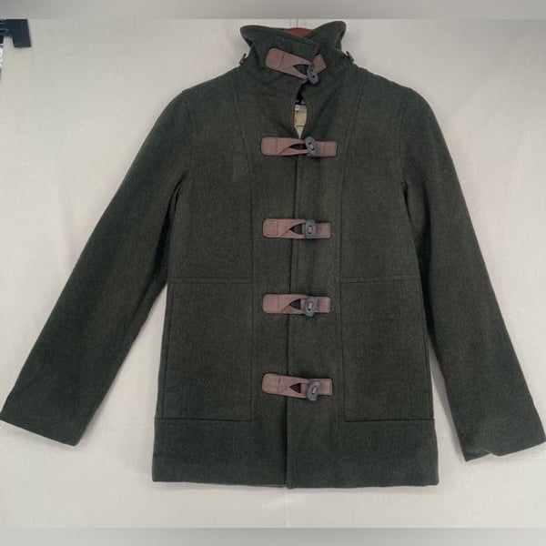 John Partridge Dark Olive Wool Toggle Coat