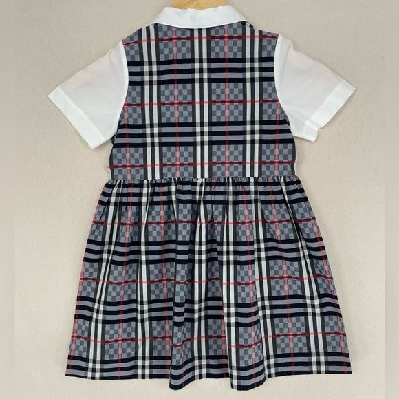 Burberry Kids White Chequerboard Panel Polo Dress 7