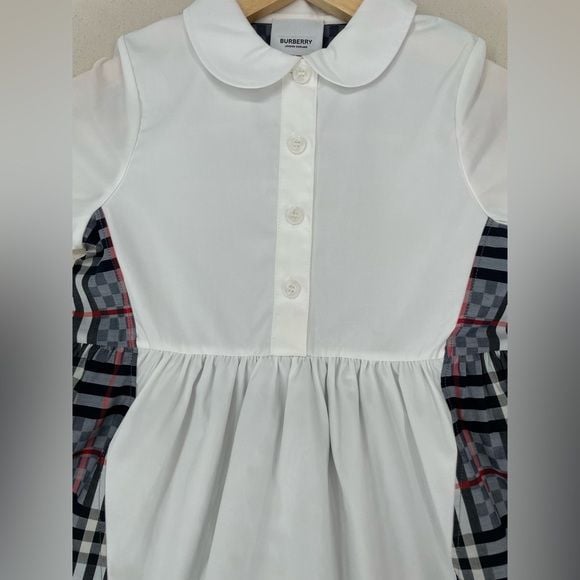 Burberry Kids White Chequerboard Panel Polo Dress 8