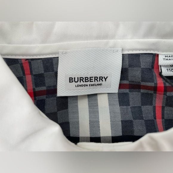 Burberry Kids White Chequerboard Panel Polo Dress 9