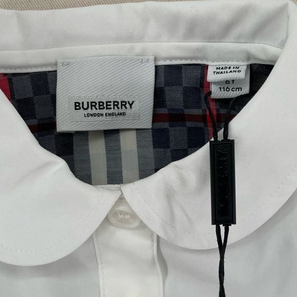Burberry Kids White Chequerboard Panel Polo Dress 10