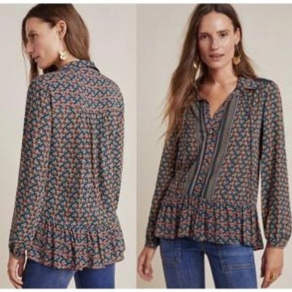 Antropology  Maeve Janie Flounced Peasant Blouse