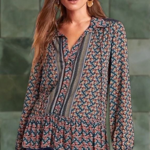 Antropology Maeve Janie Flounced Peasant Blouse 3