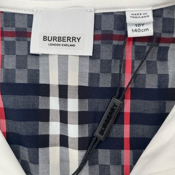 Burberry Kids White Chequerboard Panel Polo Dress 8