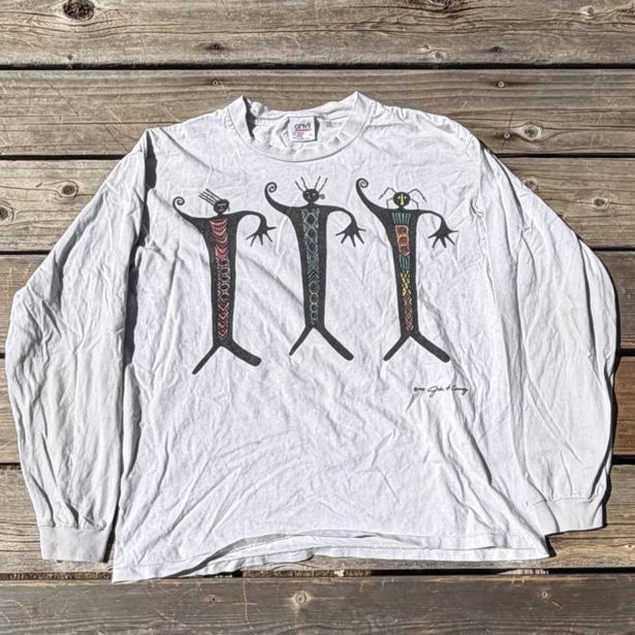 Vintage 1995 Anvil Native American Long Sleeve Graphic T-Shirt 2