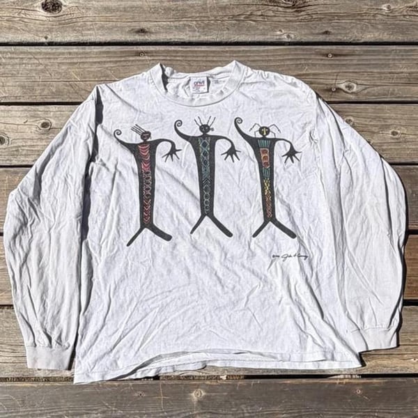 Vintage 1995 Anvil Native American Long Sleeve Graphic T-Shirt
