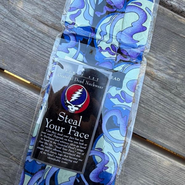 Grateful Dead Steal Your Face Blue Abstract Swirls Necktie
